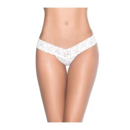 Patterned Lace Thong White